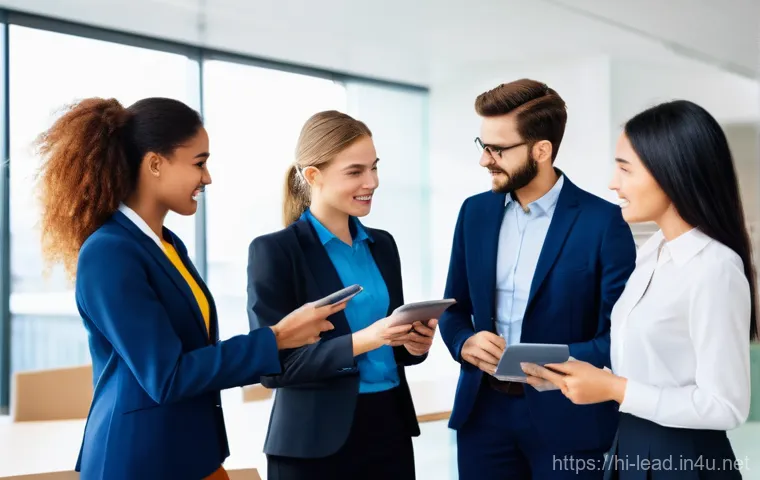 업무 효율성 증가를 위한 리더십 - **Prompt 1: "The Guiding Leader and Empowered Team"**
    A vibrant, medium-shot image depicting a d...