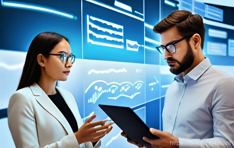 업무 효율성 증가를 위한 리더십 - **Prompt 2: "Innovation Through Open Dialogue and Trust"**
    A dynamic, eye-level shot capturing a...