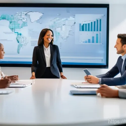 Home 19 리더십 코칭의 실습과 이론 - **Prompt:** A diverse, multinational team of professionals, dressed in smart business casual attire,...